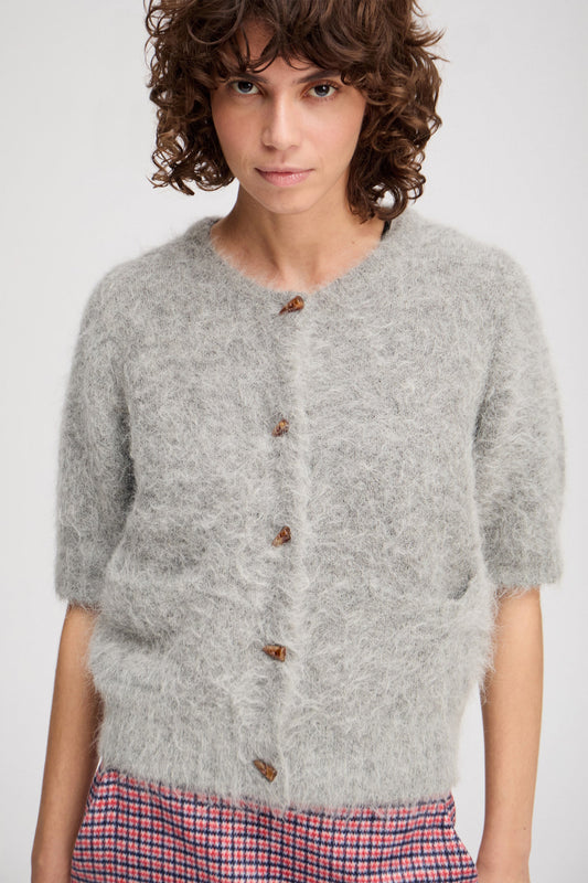 Locca Short Sleeved Alpaca Cardigan Grey