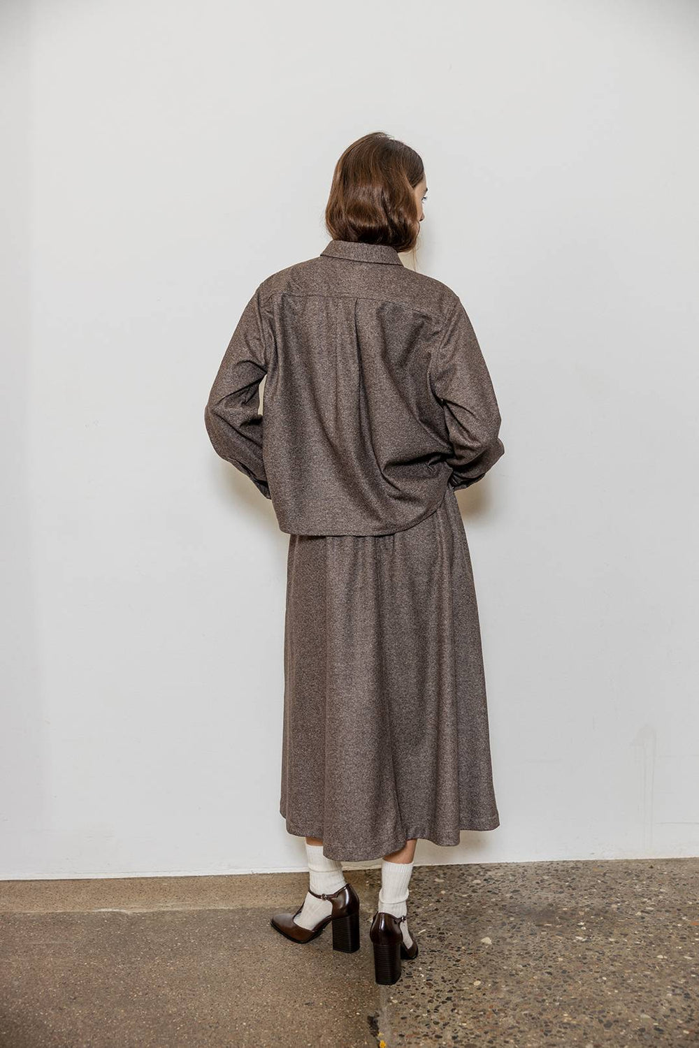Darren Wool Mix Boxy Shirt Walnut
