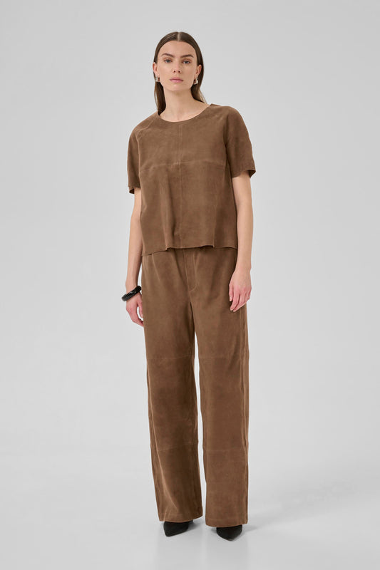 PetraMW Suede Pants Tobacco Brown