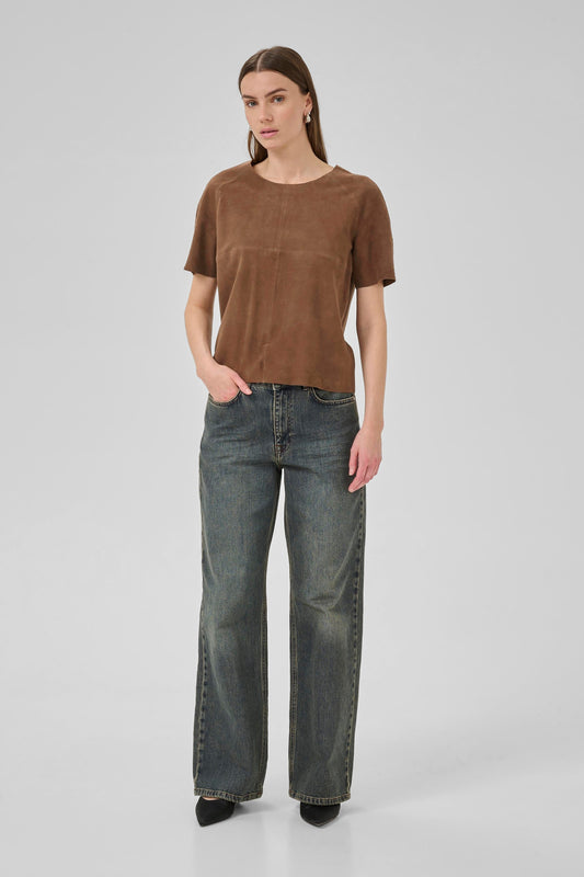 PetraMW Suede Tee Tobacco Brown