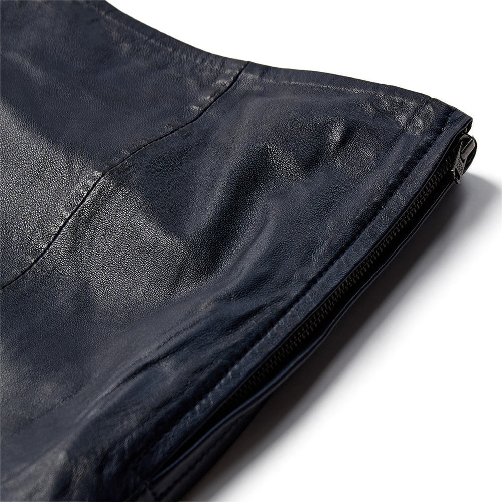 Marly DEP Leather Skirt Midnight Blue