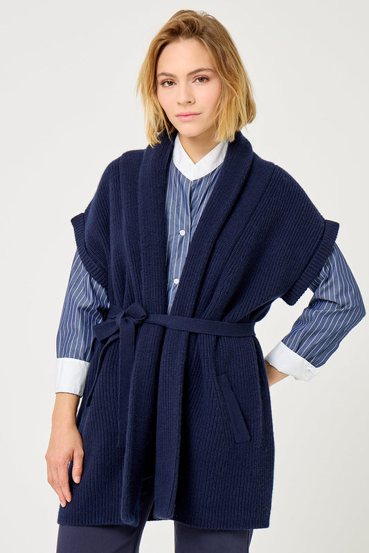 GW2514 Knitted Cardigan Jacket Navy