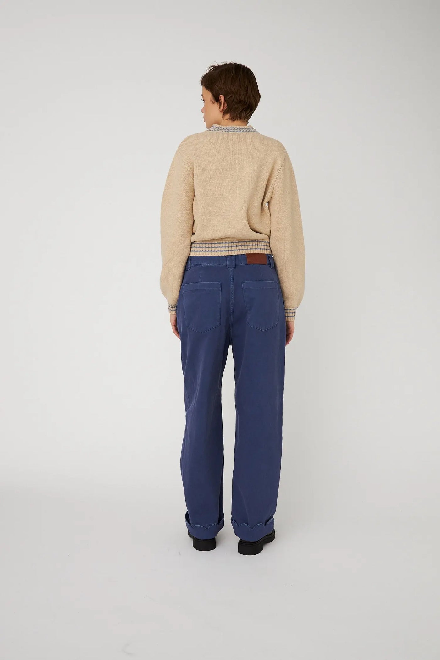Wool Sweater with Embroidered Apple Soft Powder