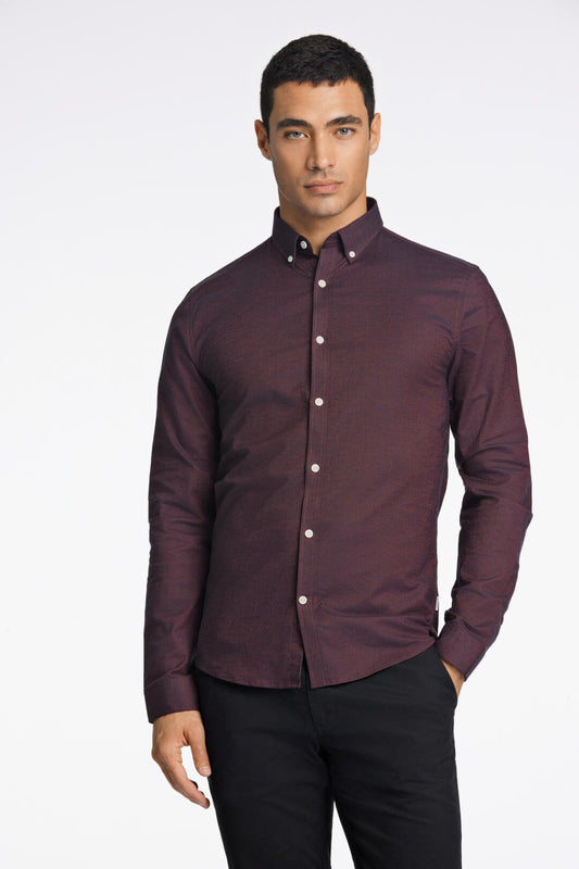 Mens - 30-203174B Oxford Shirt (Oxblood/Navy/Deep Brown Mix/Dark Brown Mix)