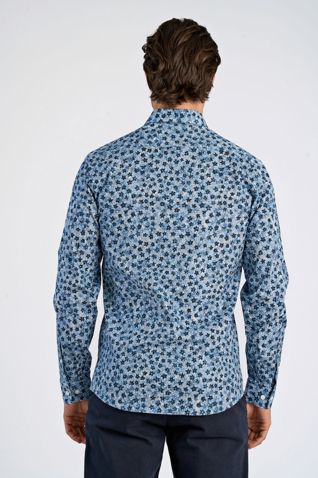 Mens - Floral Shirt Blue