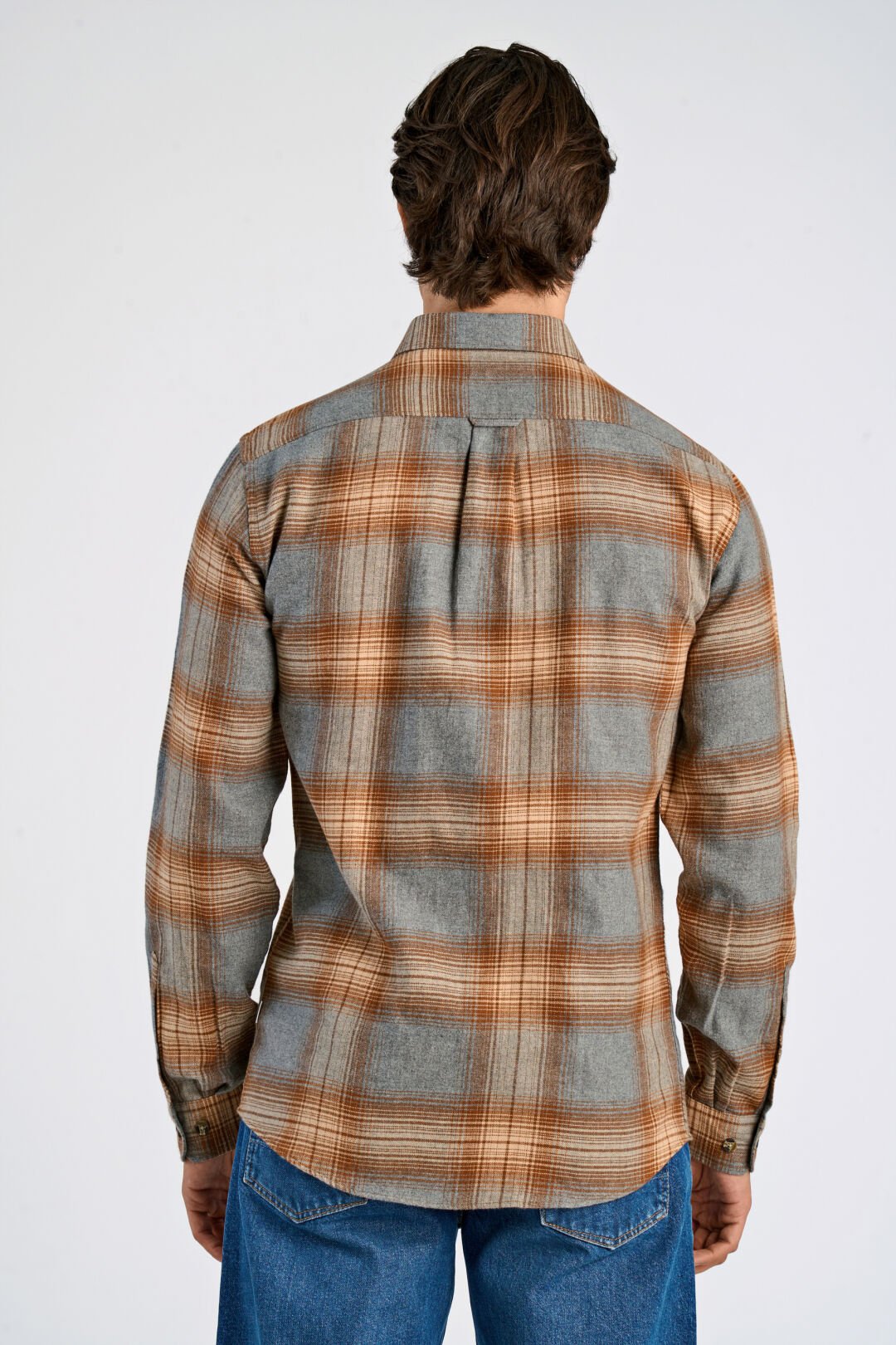 Mens- Checked Soft Cotton Shirt Grey Melange