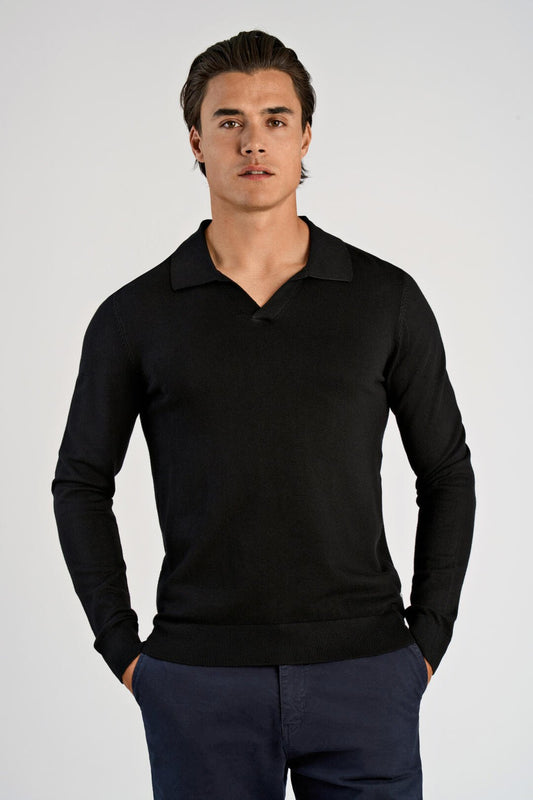 Mens - Polo Style Fine Knit Black