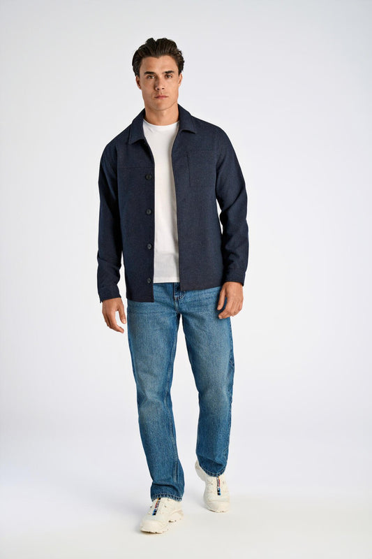 Mens - Wool Mix Overshirt Dark Navy