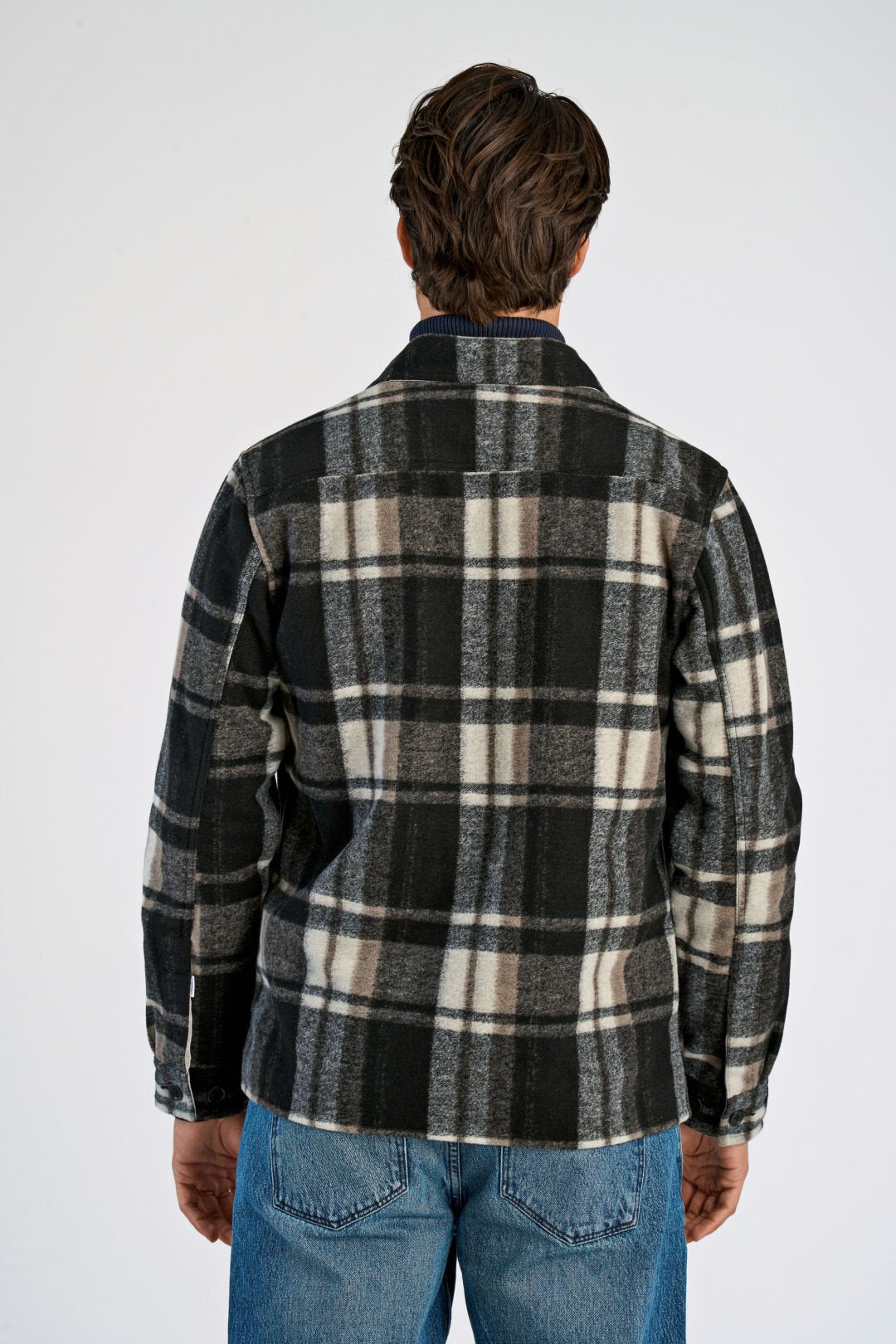 Mens - Checked Overshirt Black