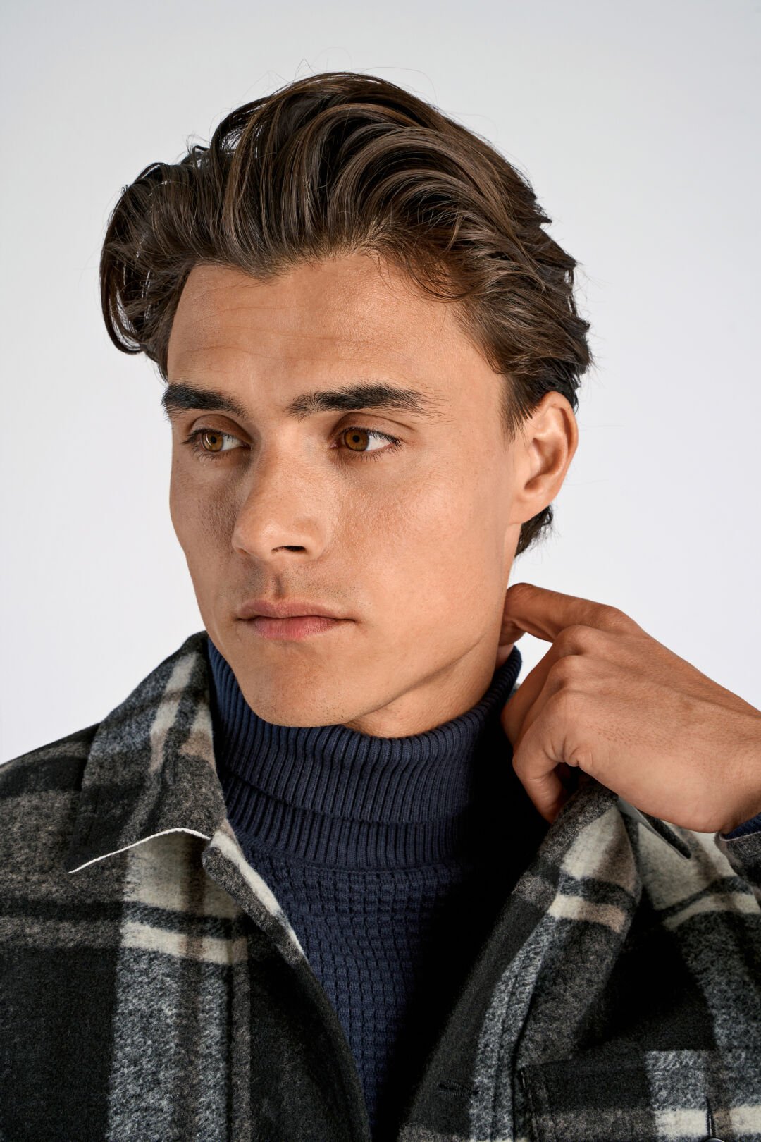 Mens - Checked Overshirt Black