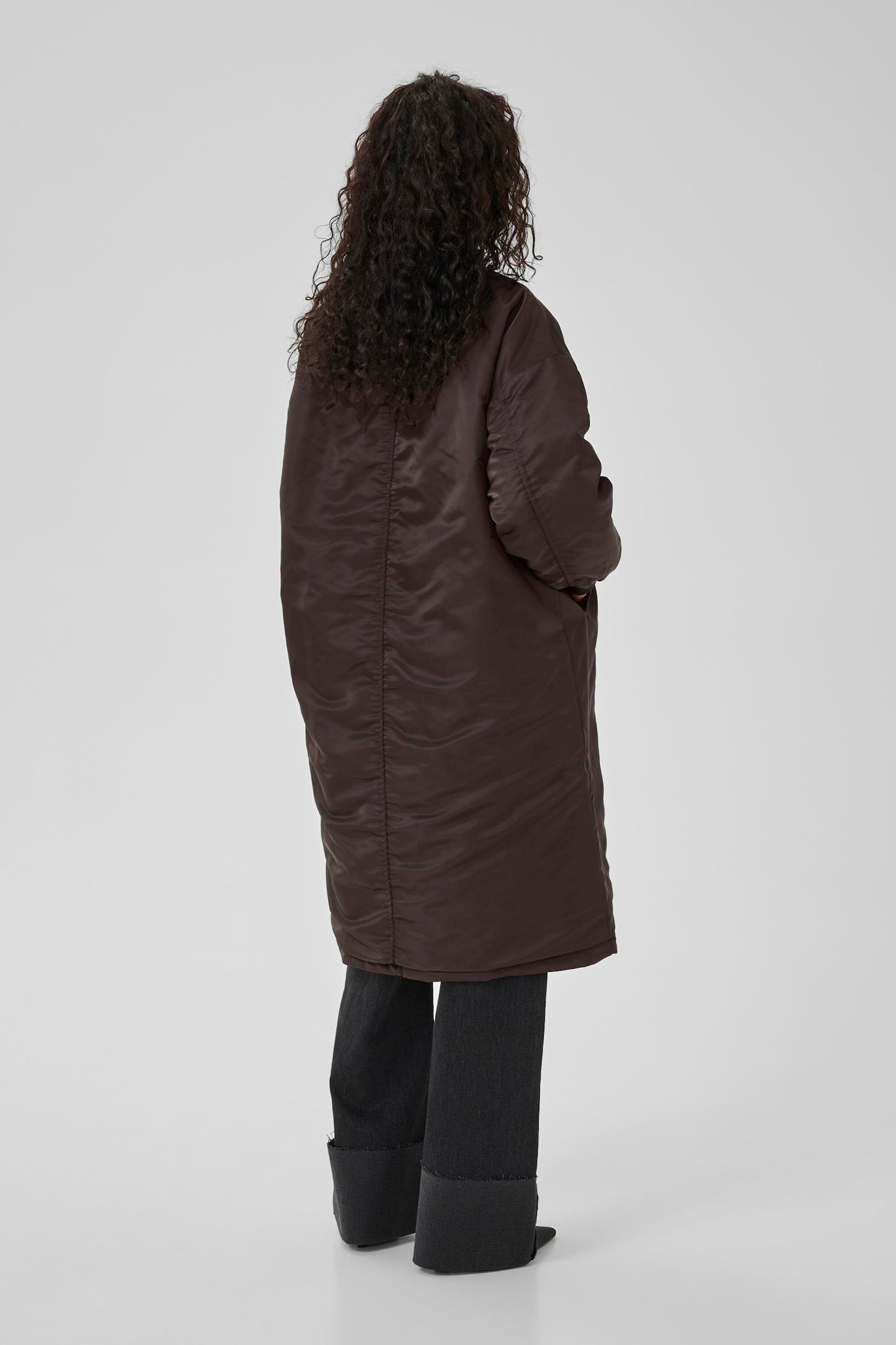 HelgaMW Reversable Long Bomber Style Coat Espresso