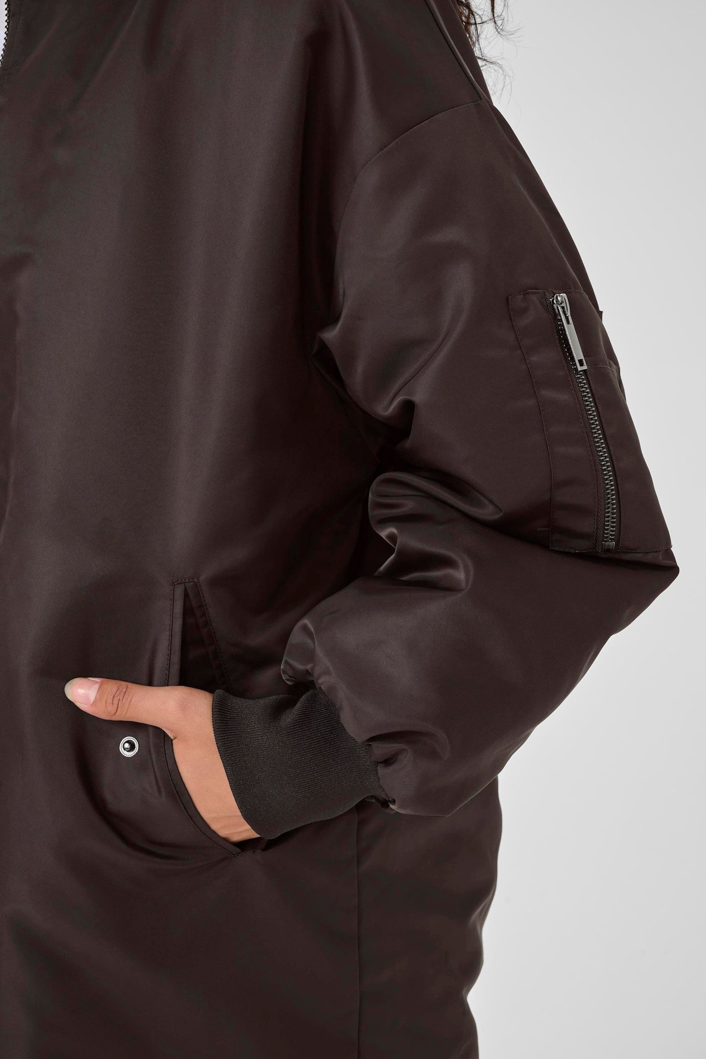 HelgaMW Reversable Long Bomber Style Coat Espresso