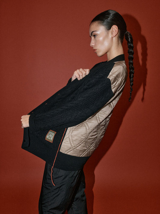 MMHRich Quilt Cardigan Black