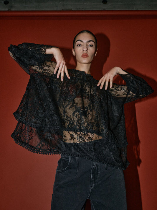 MMHNeat Lace Blouse Black