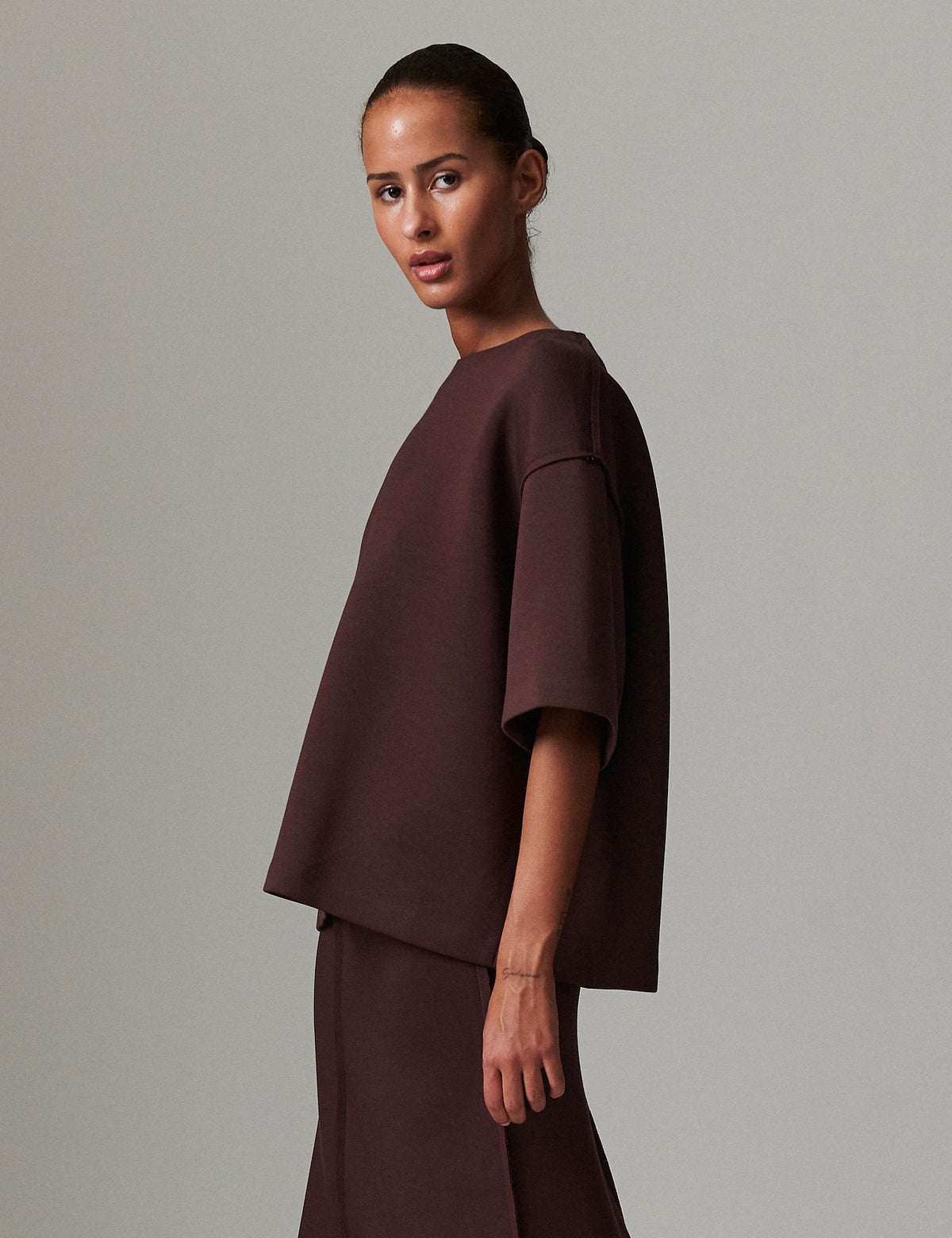 Amalie Scuba top Chocolate Plum