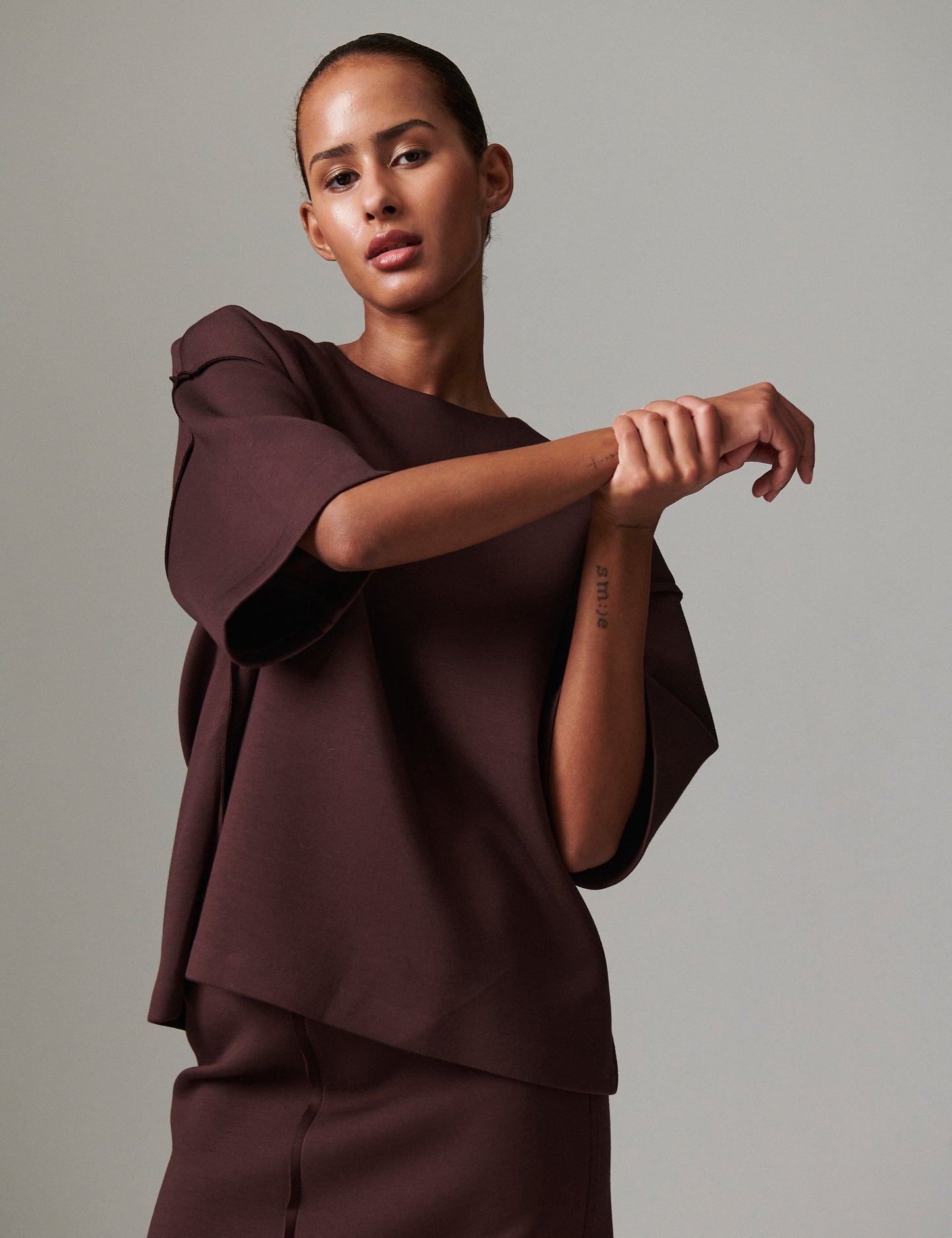 Amalie Scuba top Chocolate Plum