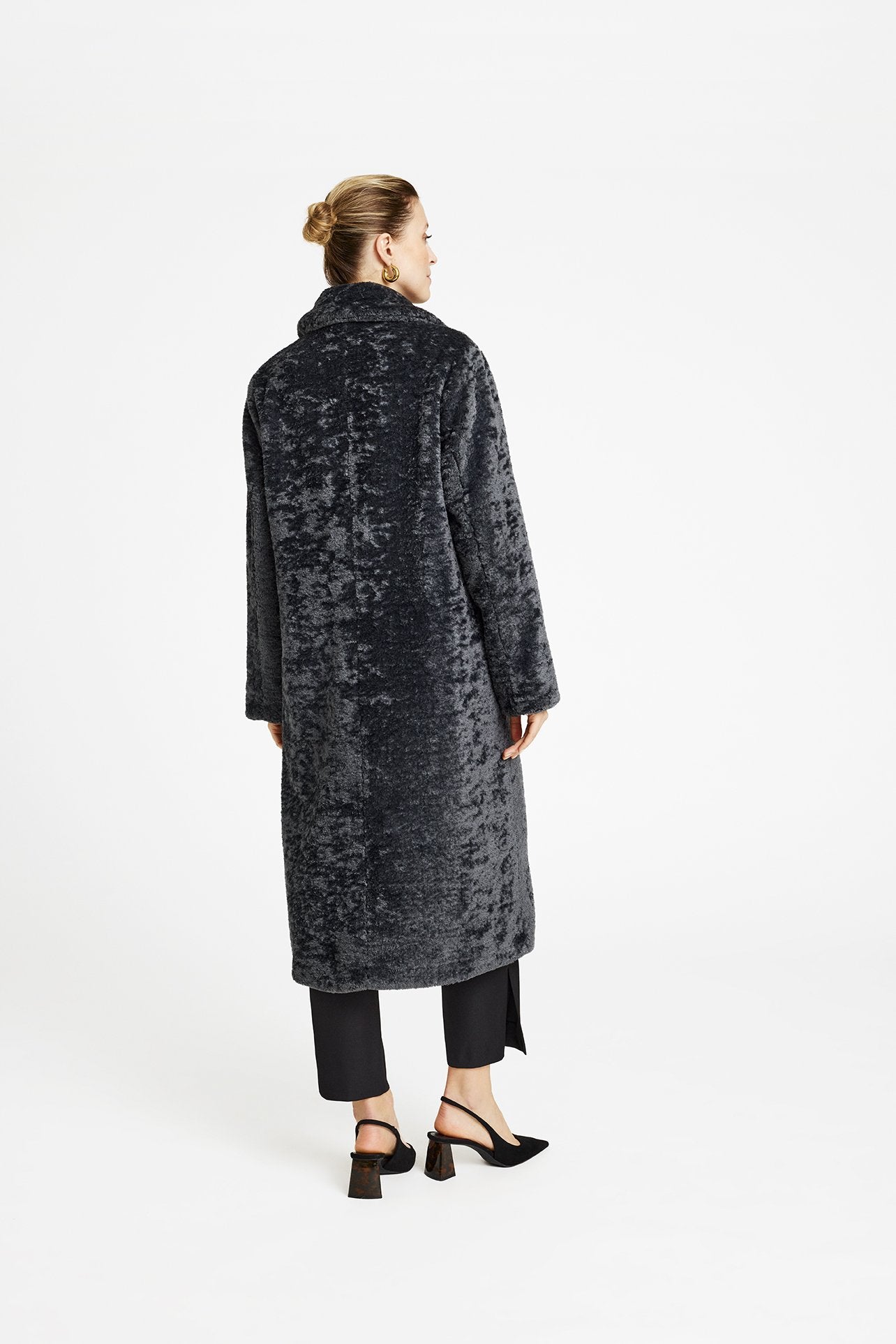 Galia Faux Fur Coat Charcoal