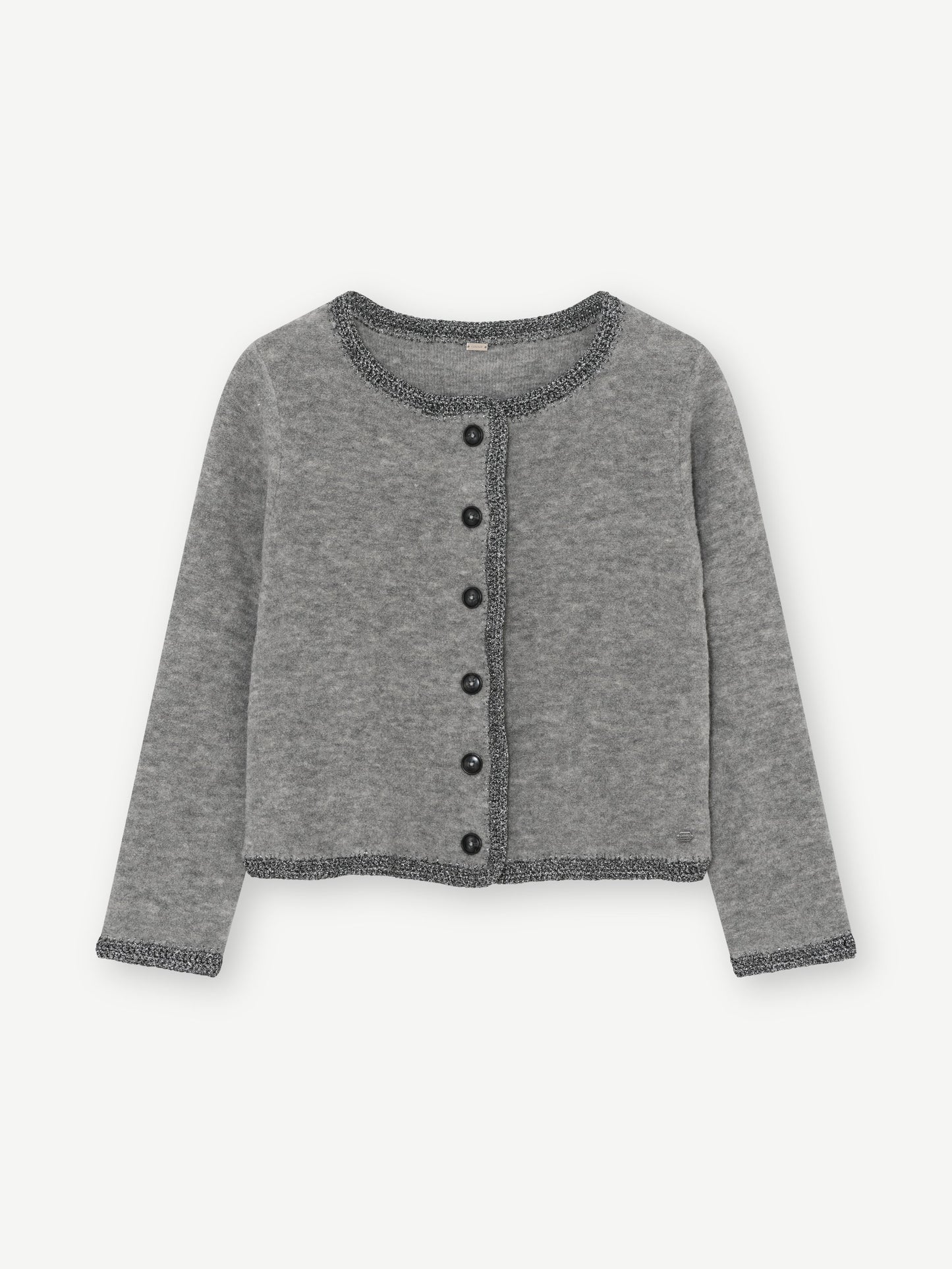Ines Knitted Cardigan with Metallic Edge Grey