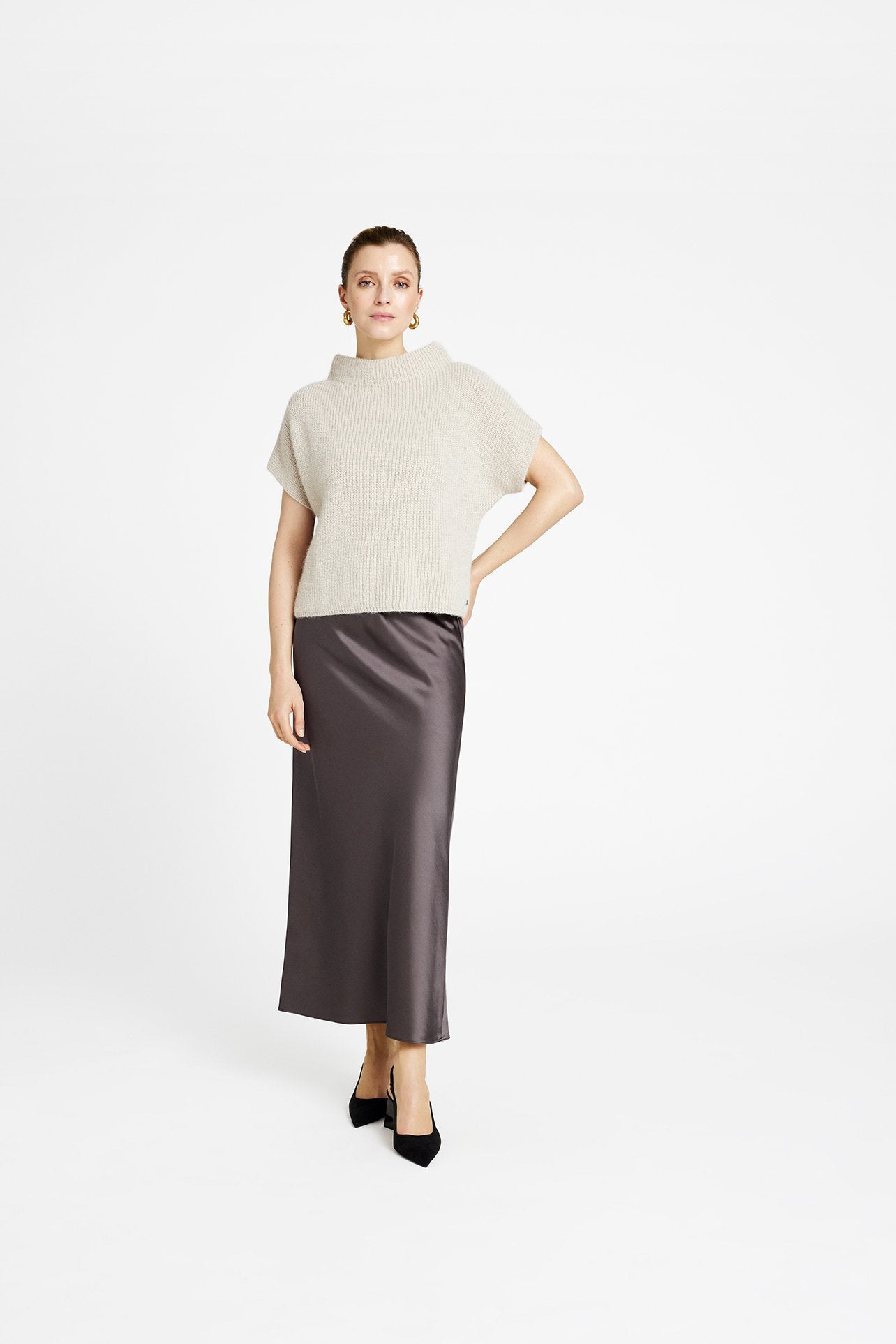 Coya Knitted Cape Jumper Oatmeal