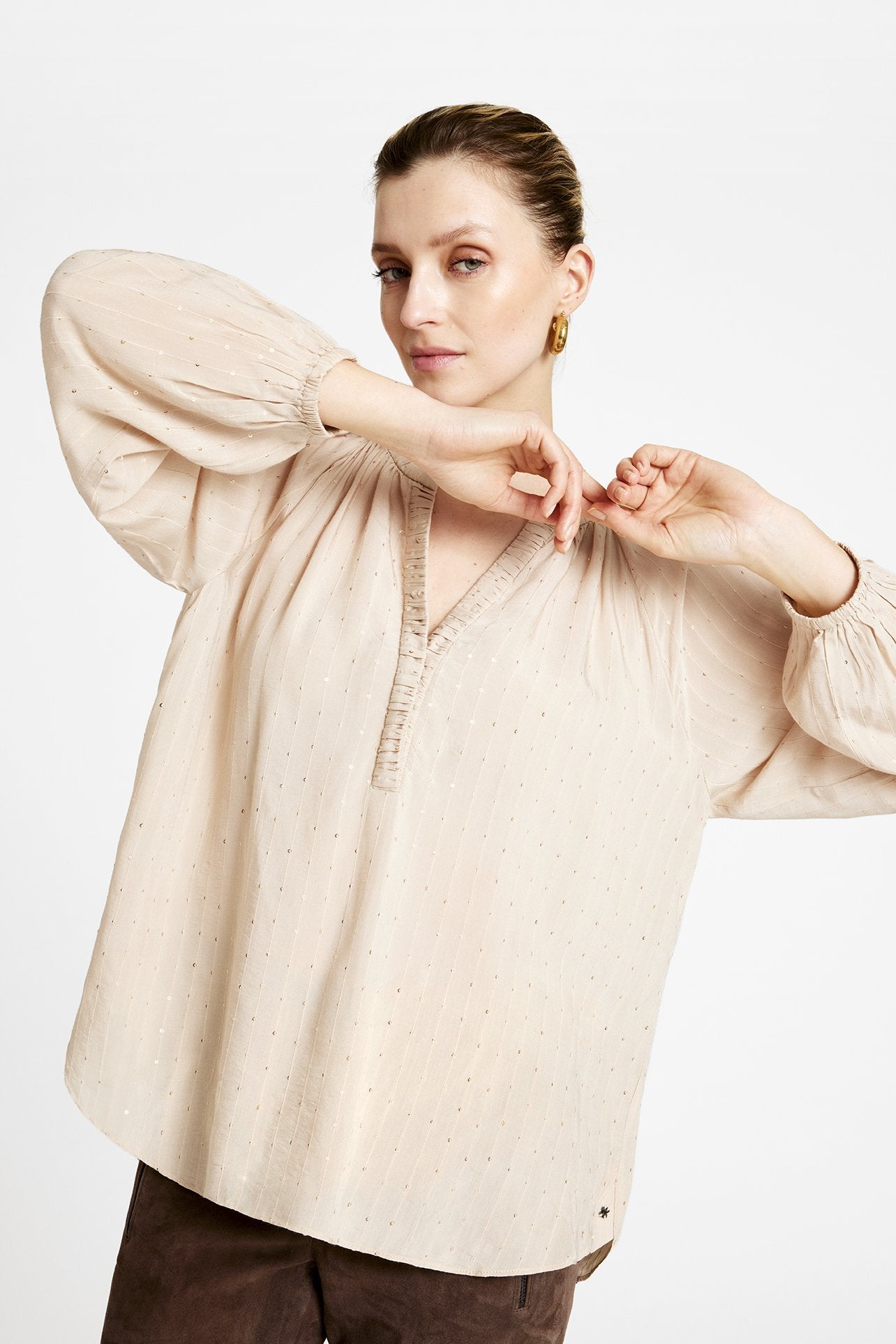 Annsofie Sequin Detailed Blouse Nude