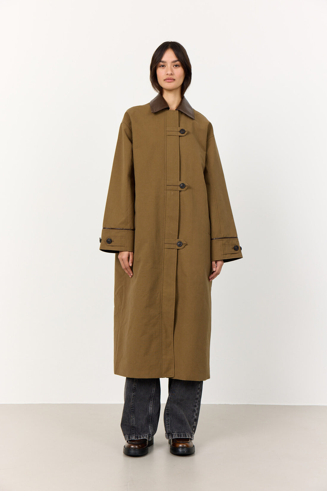 LR-Maggie 2 Long Cotton Coat Dark Green
