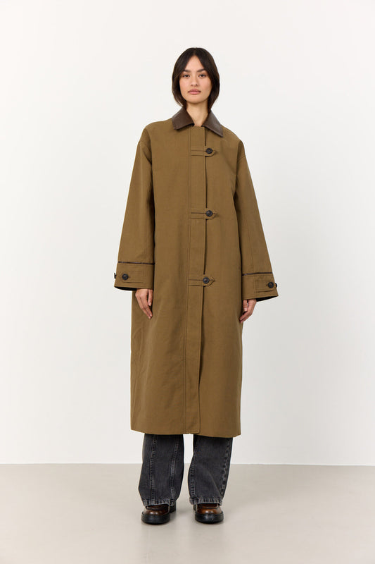 LR-Maggie 2 Long Cotton Coat Dark Green