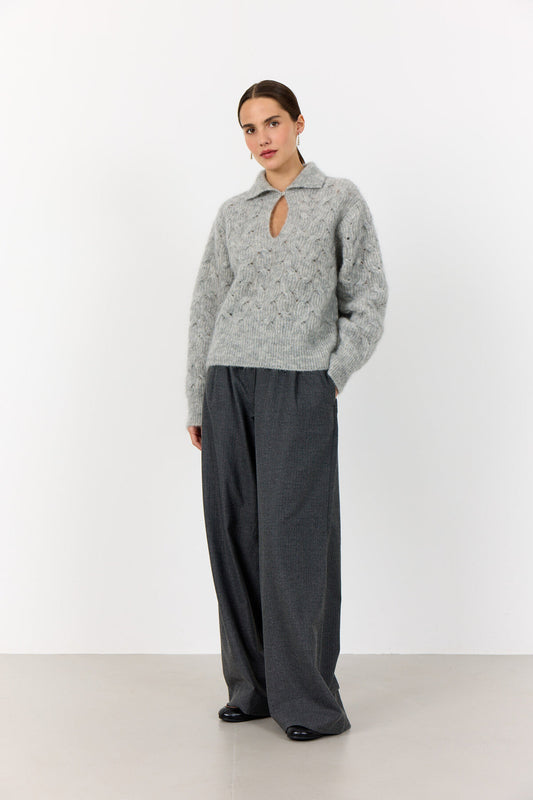 LR-Niva 1 Polo Collared Jumper Light Grey