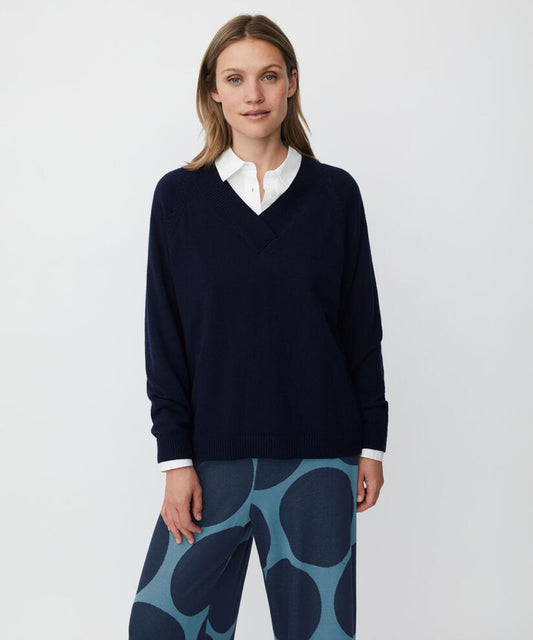 MaFordane V-Neck Jumper Navy Blazer