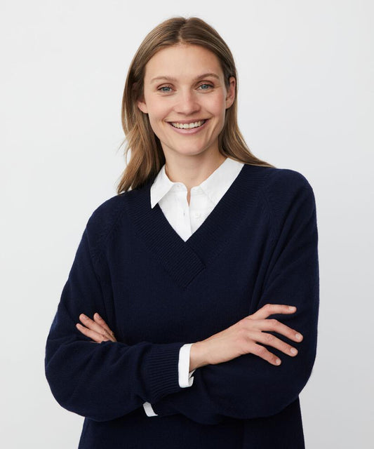 MaFordane V-Neck Jumper Navy Blazer