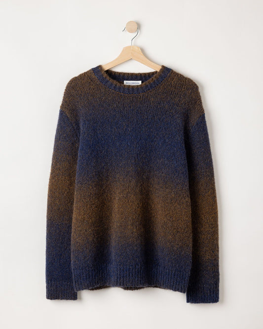 Mens - Byron Crewneck Jumper Brown Melange/Navy
