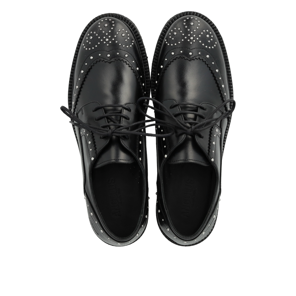 1717-101 Lace Brogue with Studs Black