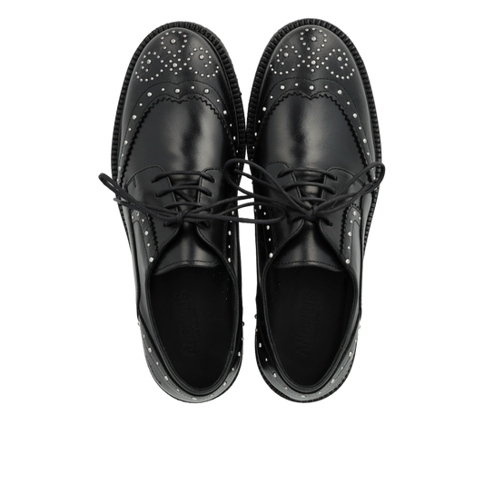 1717-101 Lace Brogue with Studs Black