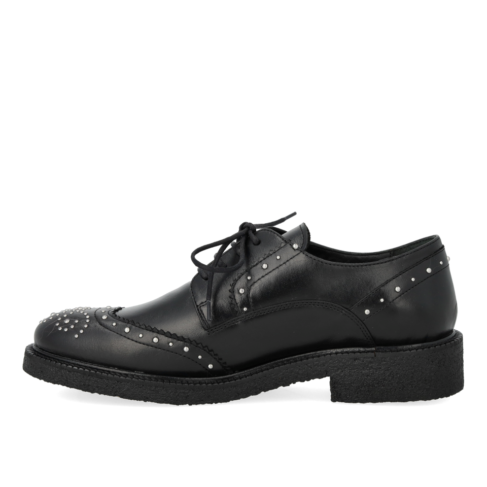 1717-101 Lace Brogue with Studs Black