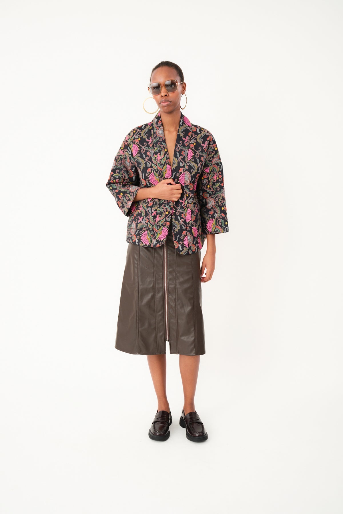 BarbraLL Quilted Jacket Flower Print