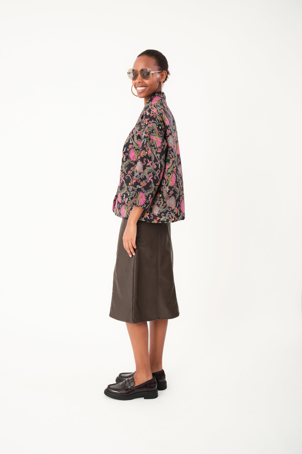 BarbraLL Quilted Jacket Flower Print