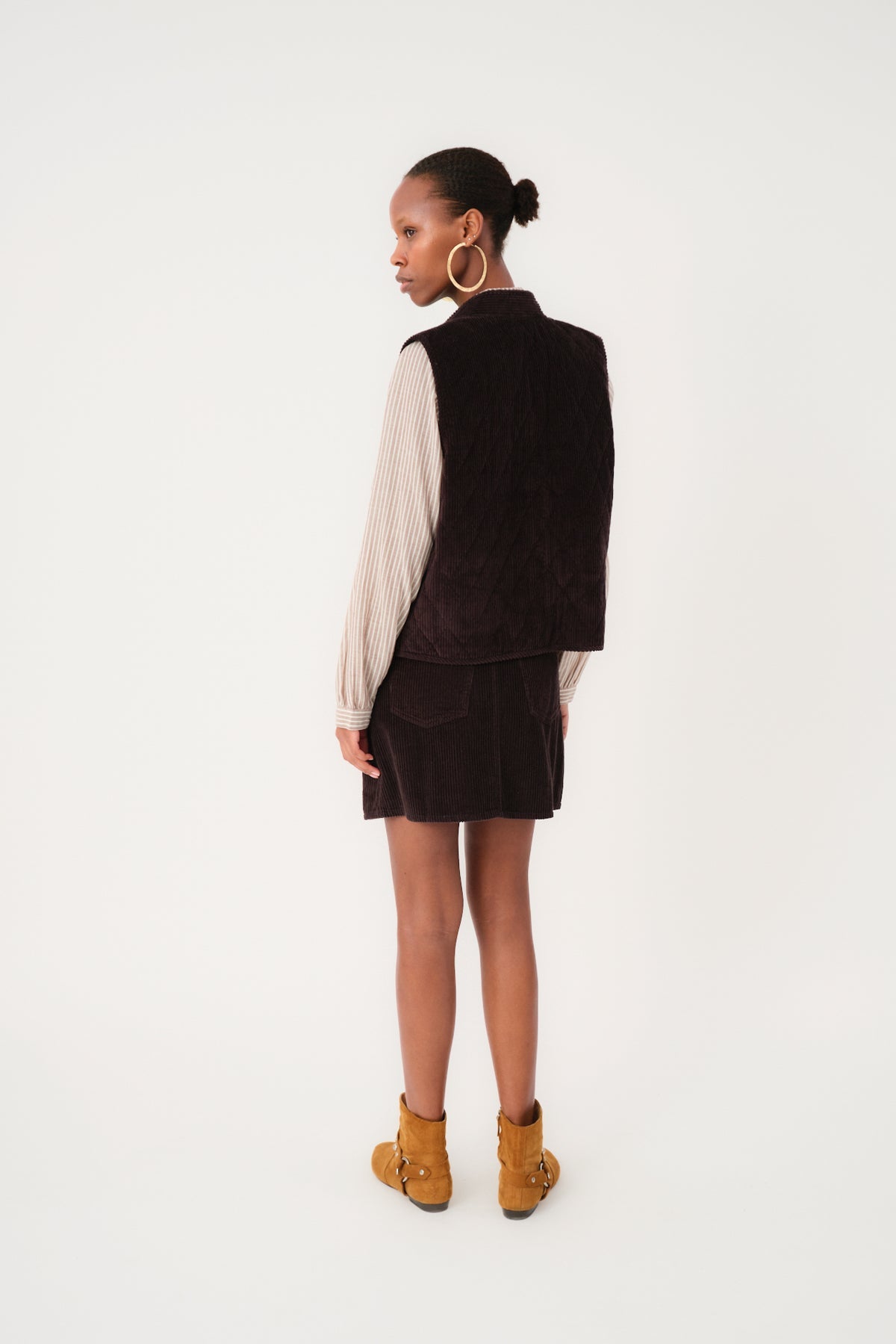 CairoLL Quilted Corduroy Vest Dark Mokka