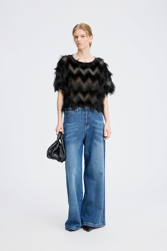 Rossi Fringed Blouse Black