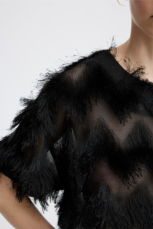 Rossi Fringed Blouse Black