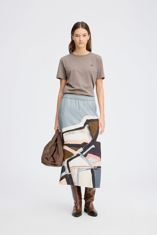 Rocky Printed Viscose Skirt Grey