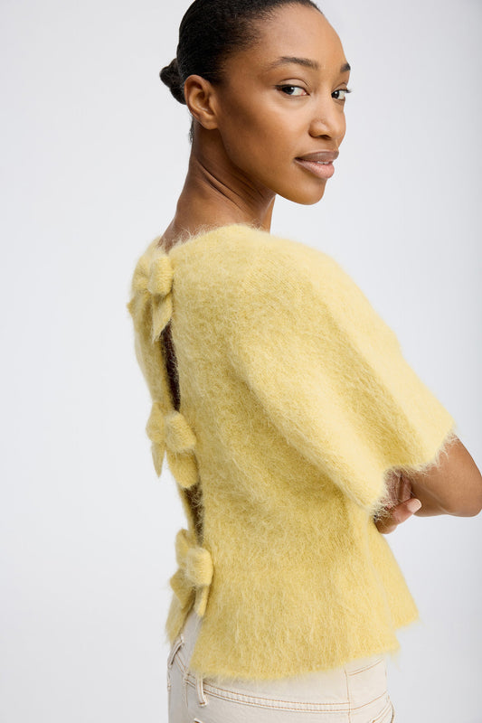 Rylaline Short Sleeved Bow Knit Lemon