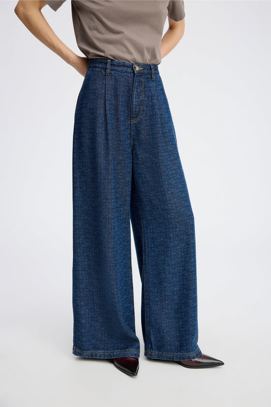 Ronan Soft Wide Leg Denim Trouser Indigo