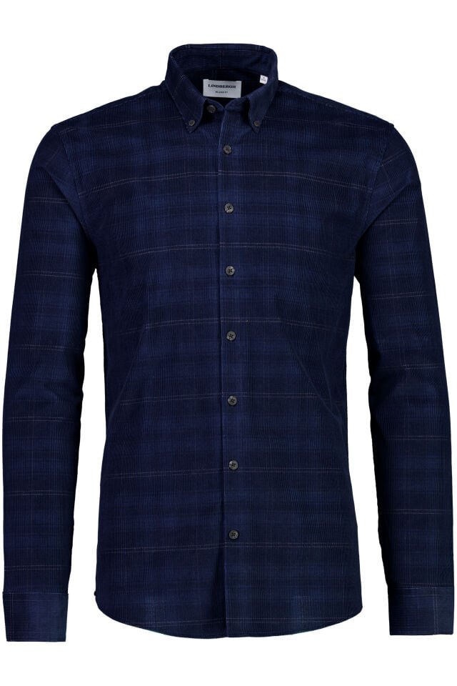 Mens - Checked Corduroy Shirt Navy (30-203818)