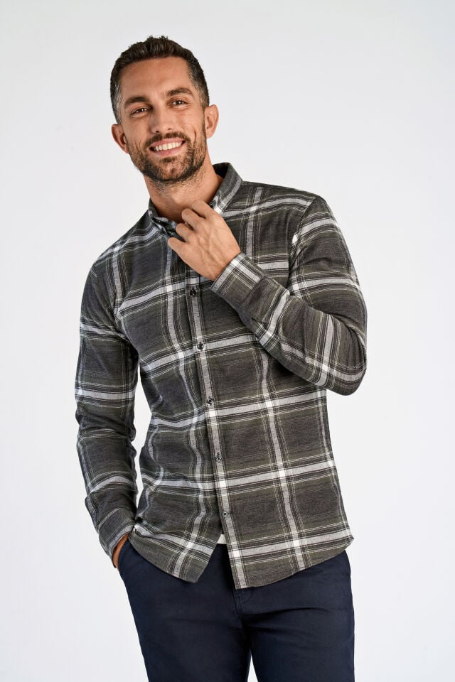Mens - Checked Cotton Blend Shirt (30-225054)