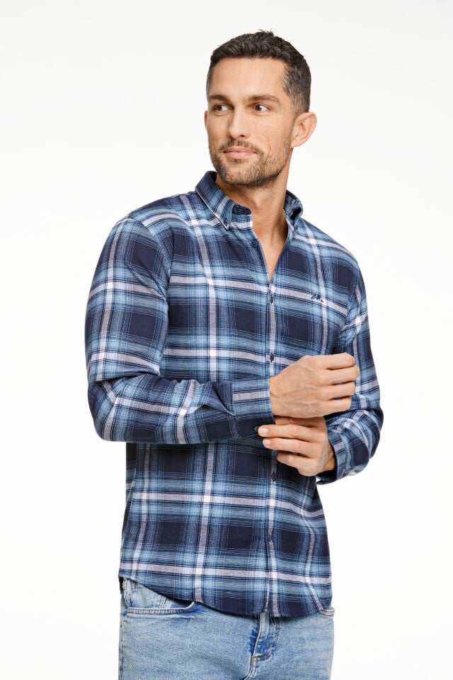 Mens - Checked Cotton Blend Shirt (30-225054)