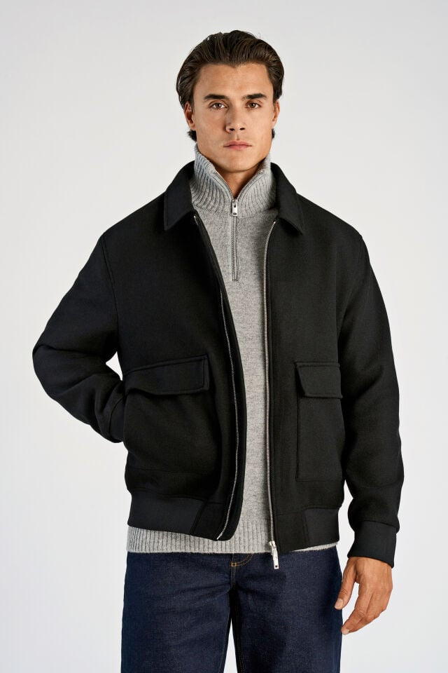 Mens - Short Wool Style Jacket Black (30-303020A)