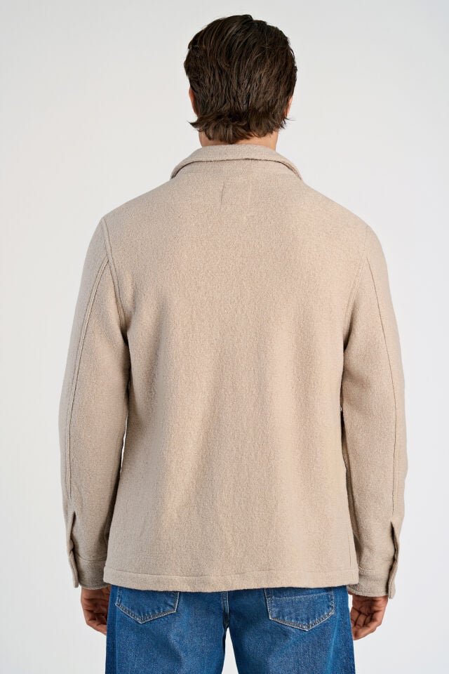 Mens - Over Shirt in Wool Blend Light Stone
