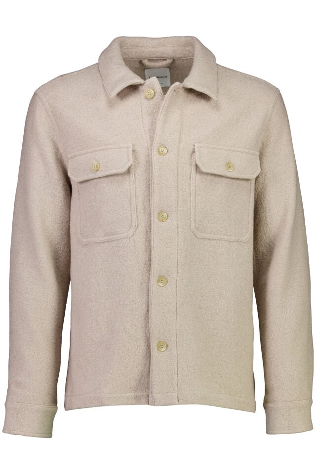 Mens - Over Shirt in Wool Blend Light Stone