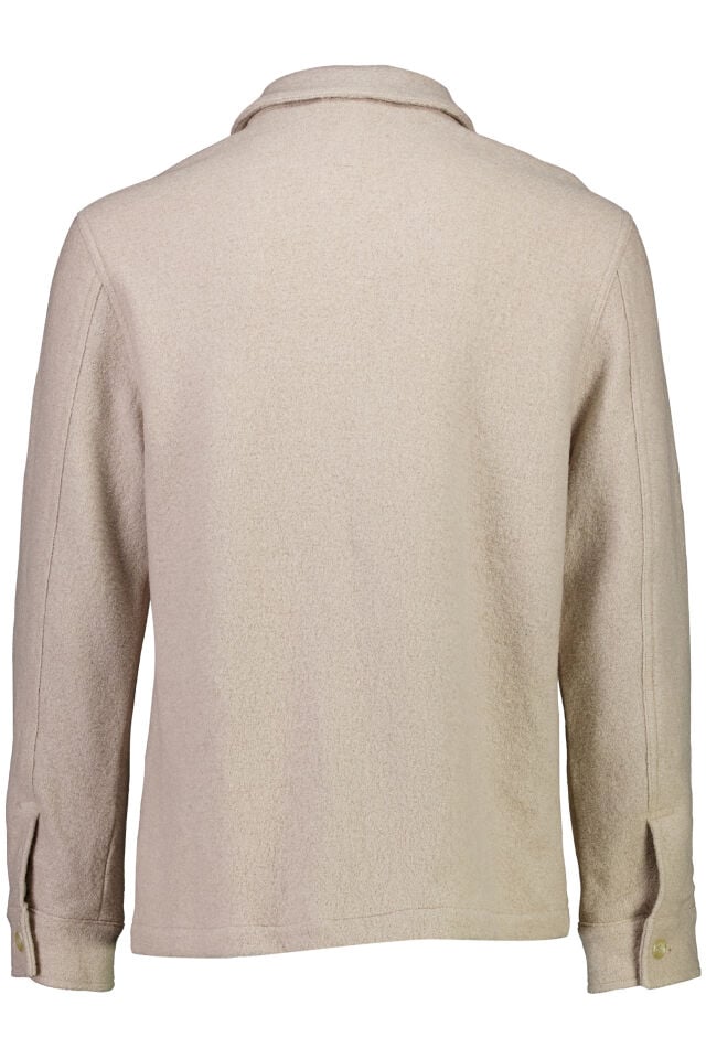 Mens - Over Shirt in Wool Blend Light Stone
