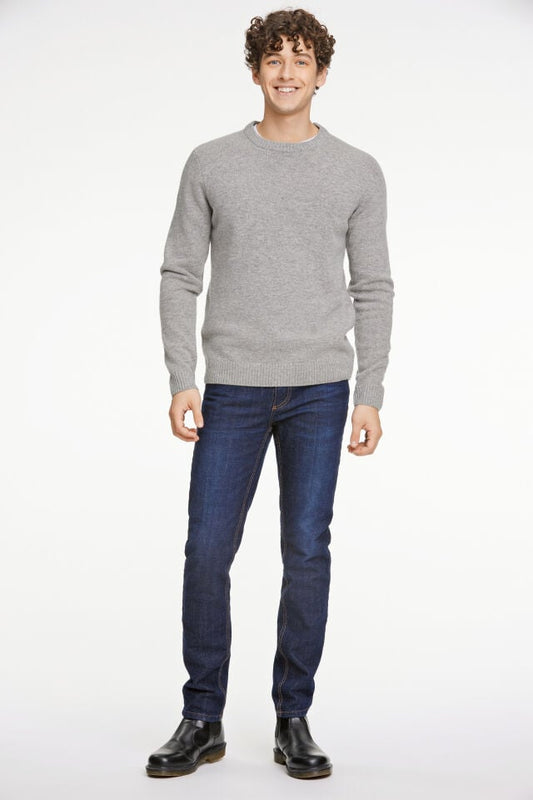 Mens - Super Soft Round Neck Jumper Mid Grey Melange (30-800220)