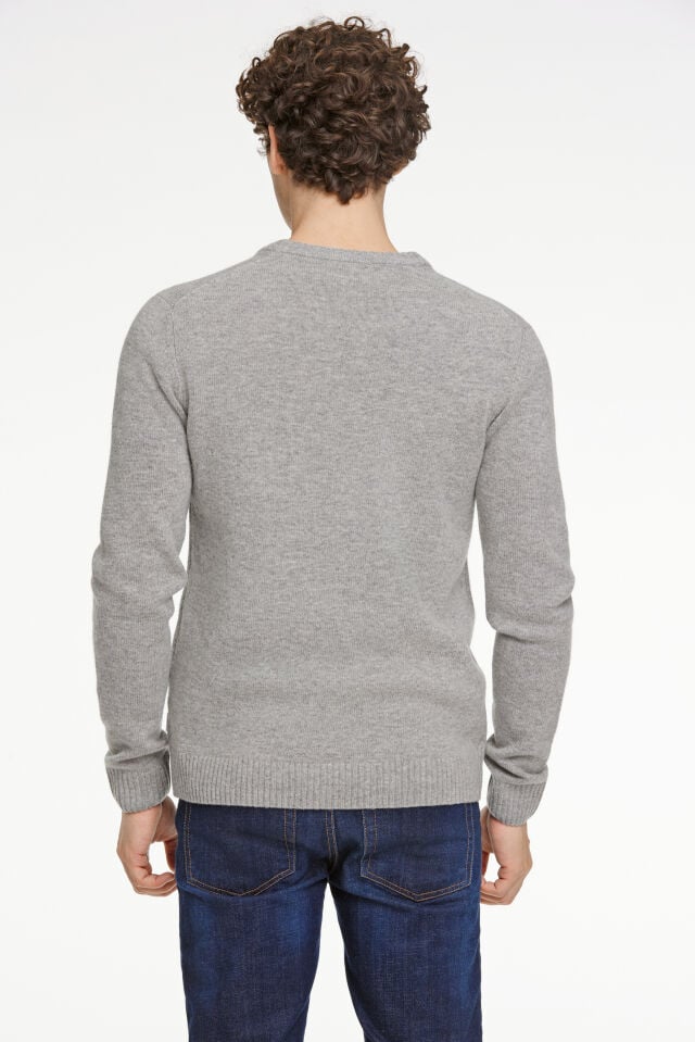 Mens - Super Soft Round Neck Jumper Mid Grey Melange (30-800220)